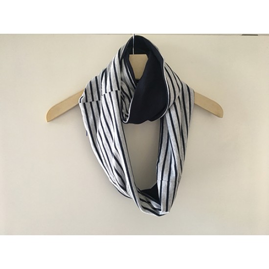 Sew On Studio裳樂匯坊 圍巾 黑灰色幼間條