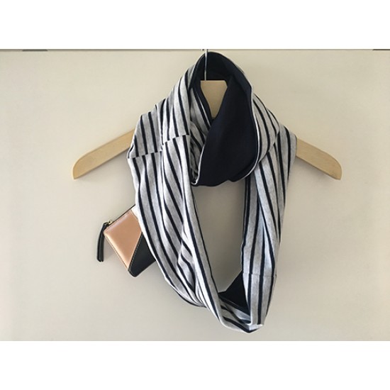 Sew On Studio裳樂匯坊 圍巾 黑灰色幼間條